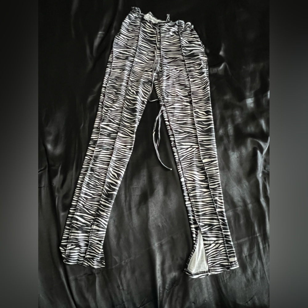 Black and white zebra pants